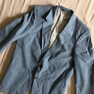 Vintage 70s Mod Powder Blue Ultra Suede Blazer Sport Coat Men’s 44R